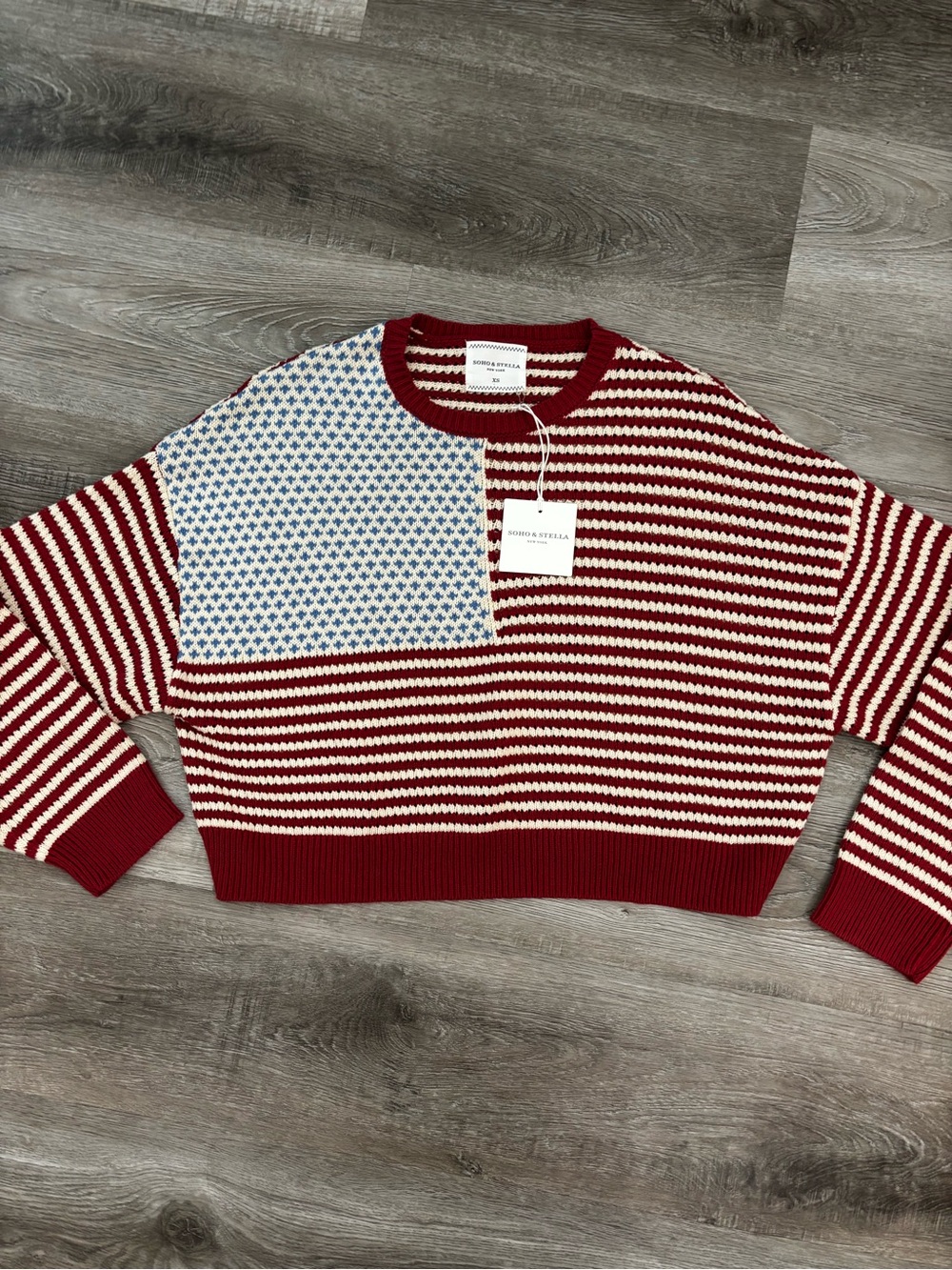 soho & stella american crochet sweater XSmall